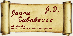Jovan Dubaković vizit kartica